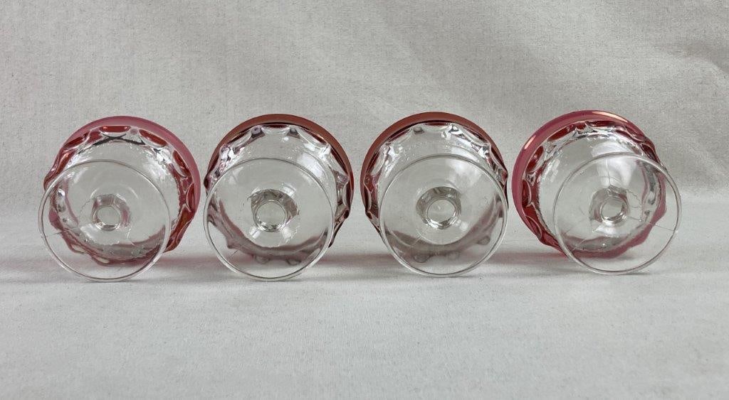 Red Kings Crown Sherbet Dishes with Bowl - 6