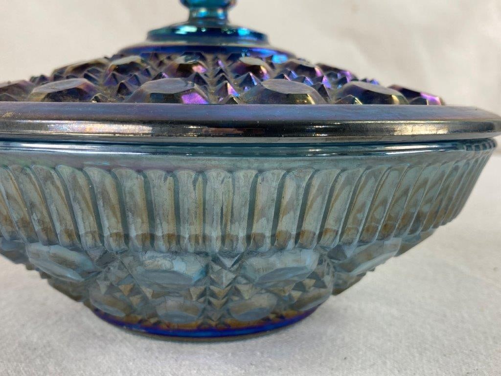 Carnival Glass Compote and Covered Dish - 6