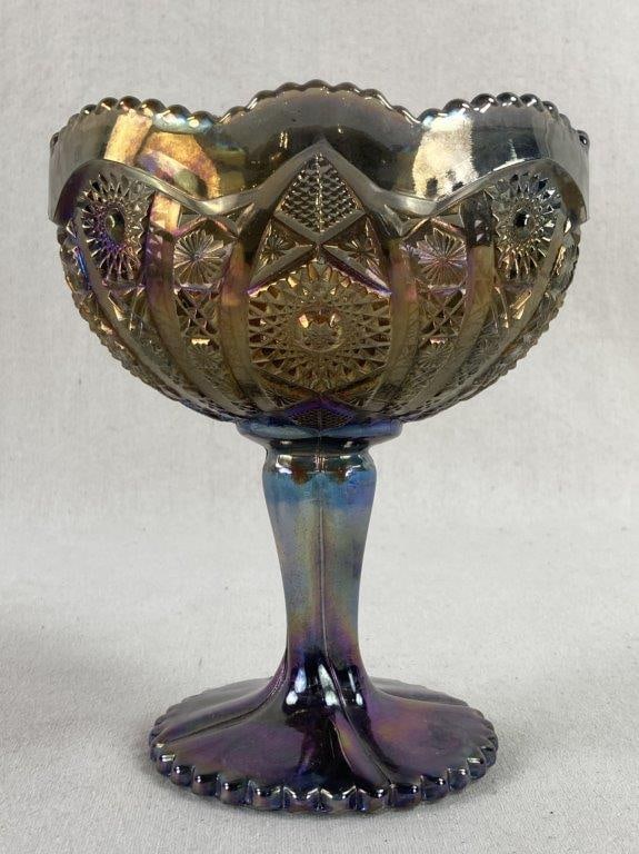 Carnival Glass Compote and Covered Dish - 2