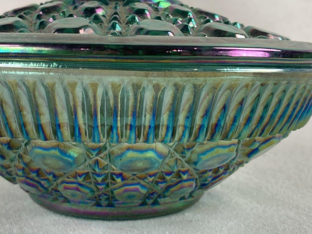 Carnival Glass Compote and Covered Dish - 7