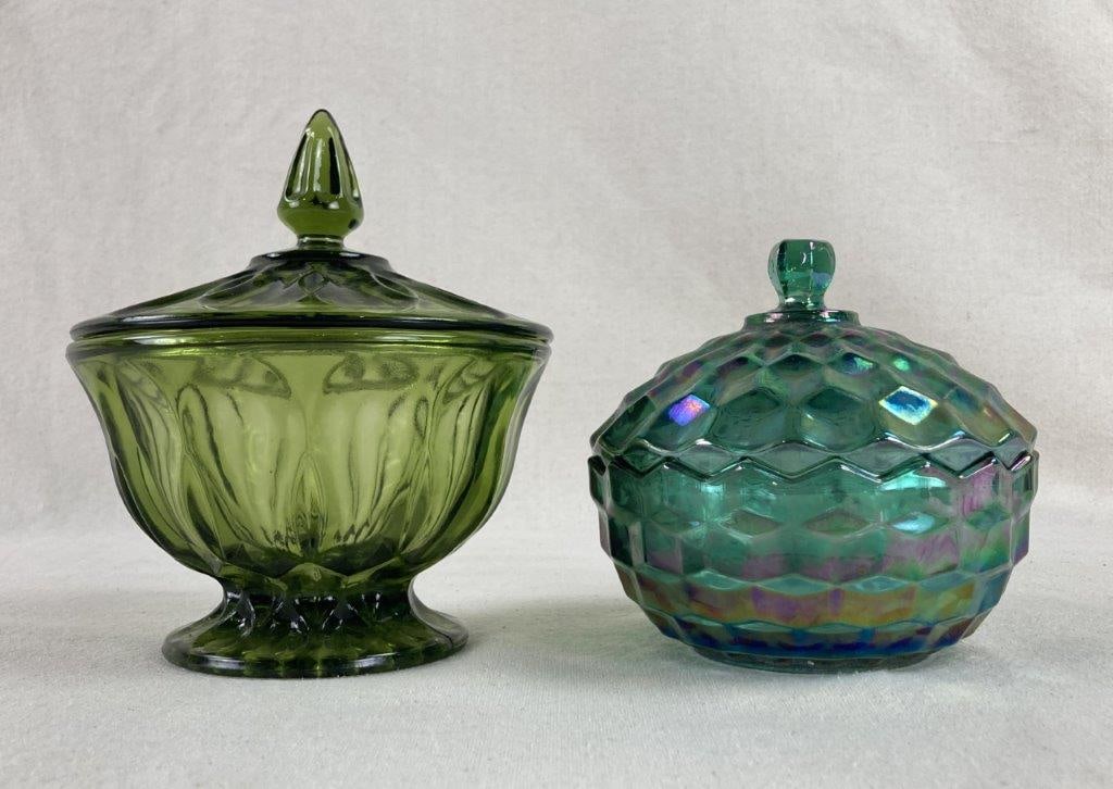Art Glass Covered Dishes - 2
