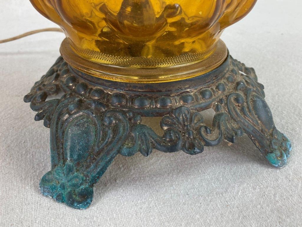 Gone with the Wind Amber Glass Hurricane Lamp - 3