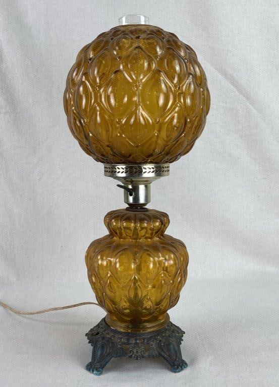 Gone with the Wind Amber Glass Hurricane Lamp - 4