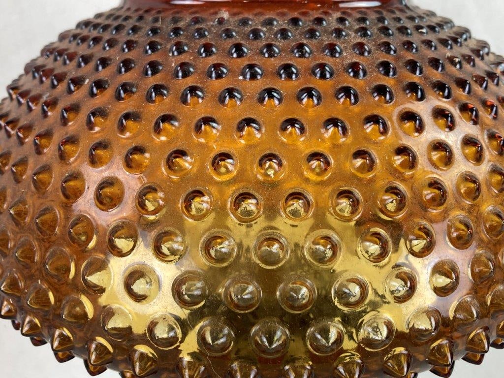 Gone with the Wind Amber Hobnail Glass Hurricane Lamp - 2