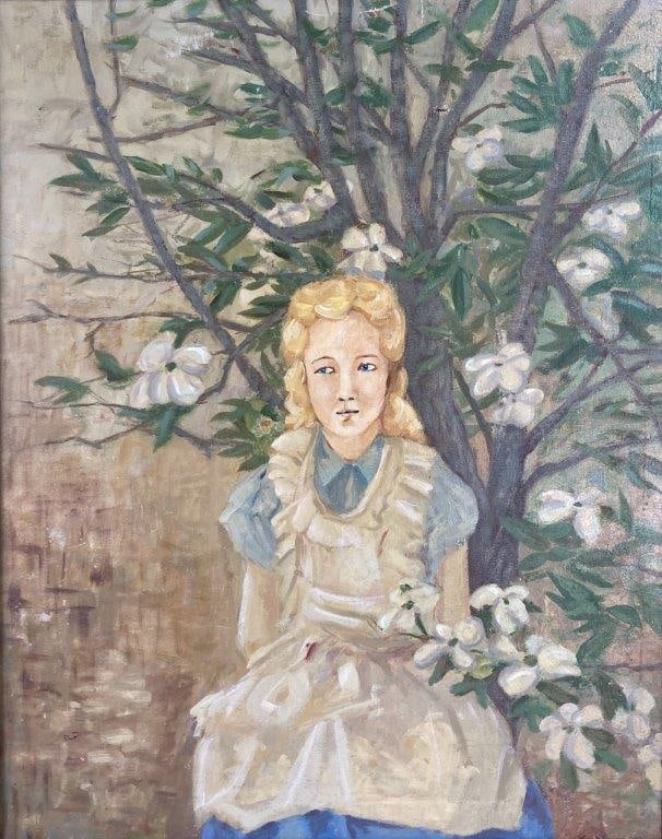20th Century Portrait of Young Girl, Oil Painting - 2