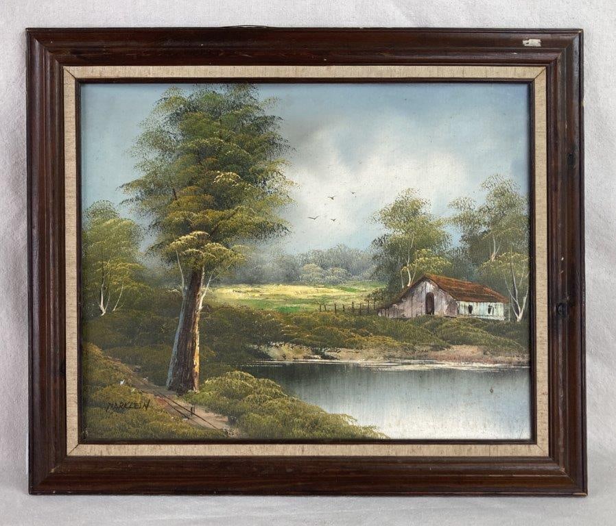 Signed Country Landscape Oil Painting (1 of 6)