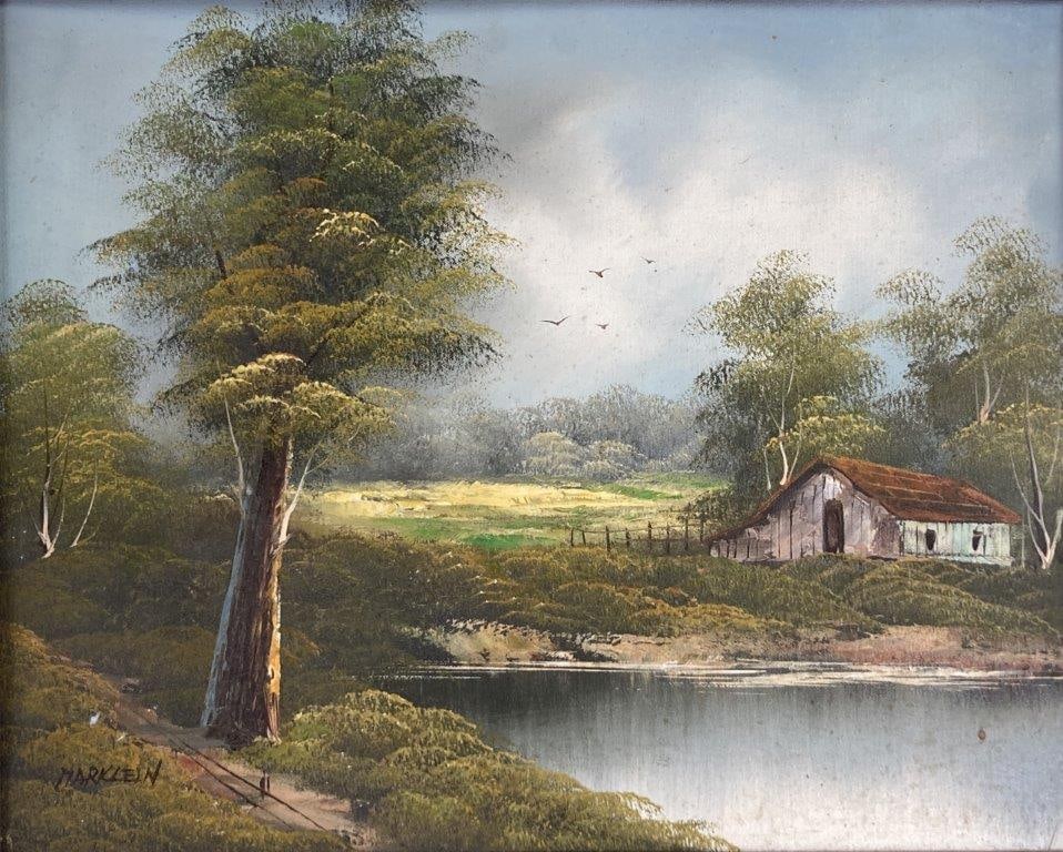 Signed Country Landscape Oil Painting - 2