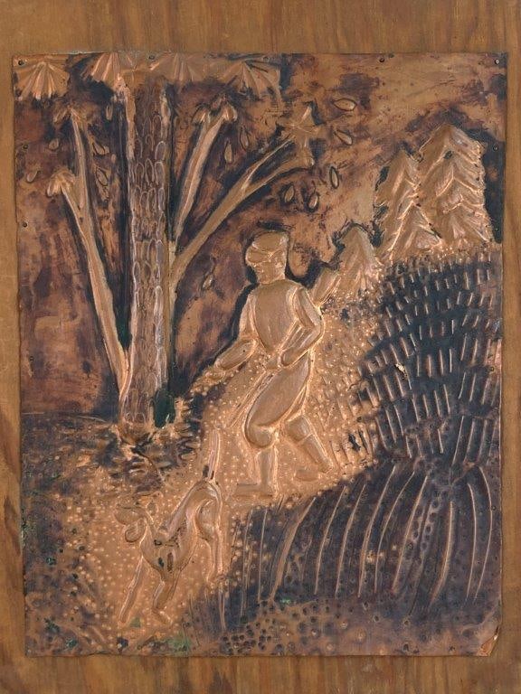 Folk Art Copper Hunting Scene - 2