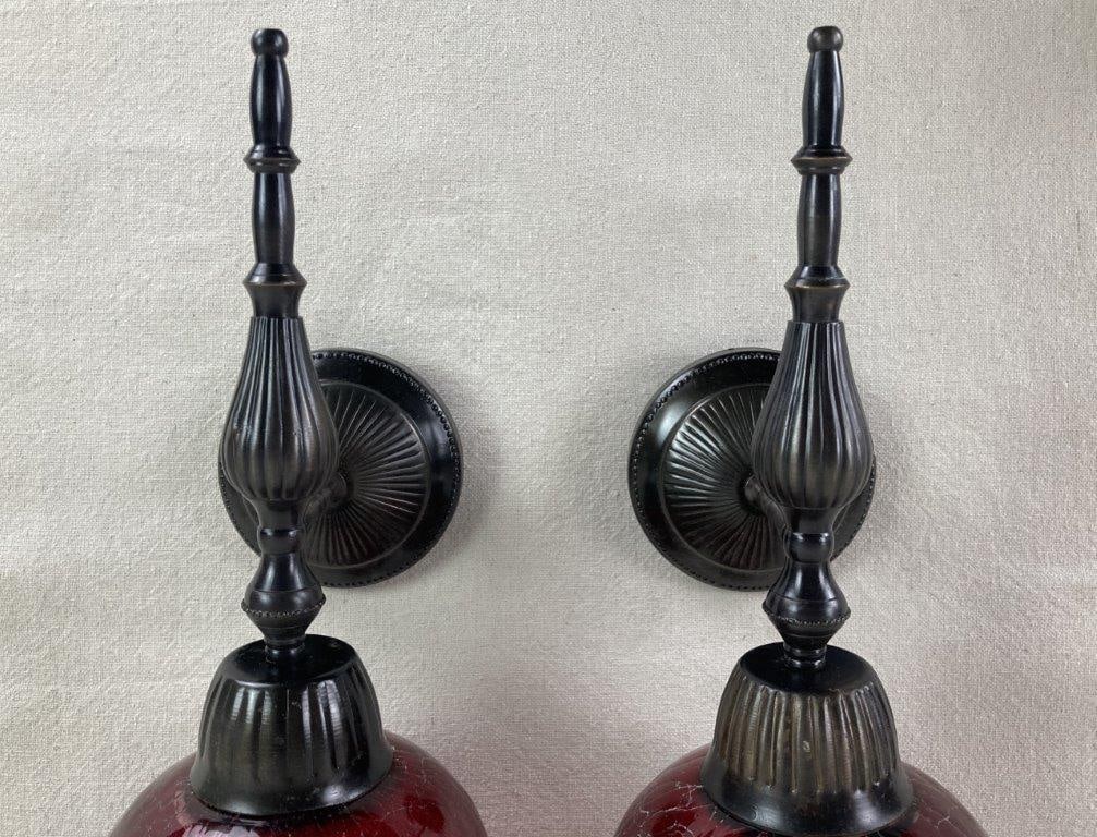 Red Art Glass Sconces - 4
