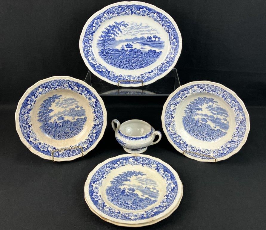 English Blue and White Transferware China (1 of 11)