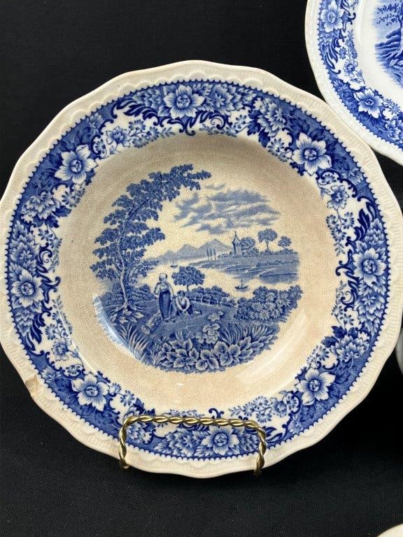 English Blue and White Transferware China - 5