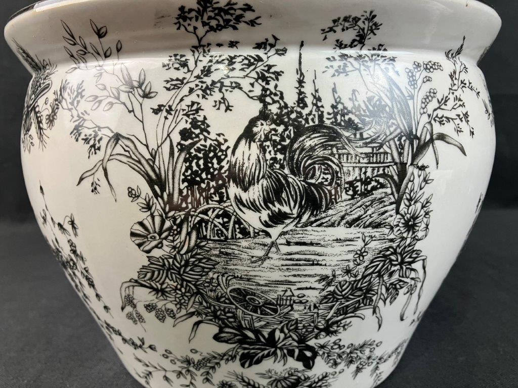 Rooster Design Ceramic Jardinière - 3