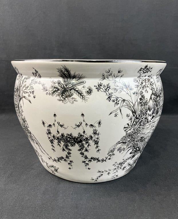 Rooster Design Ceramic Jardinière - 5