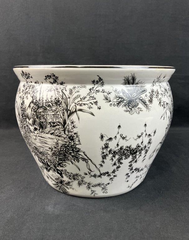 Rooster Design Ceramic Jardinière - 6