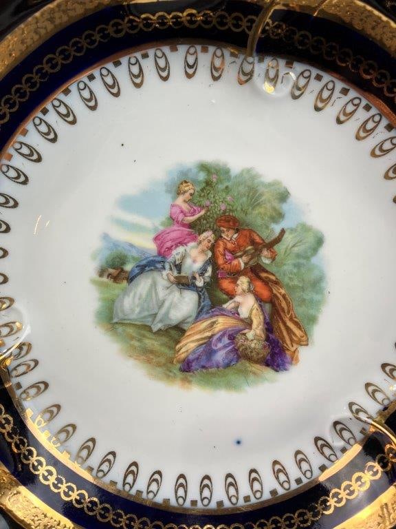 J.L. Menau Gilt Cobalt Painted Porcelain Plate, Germany - 2