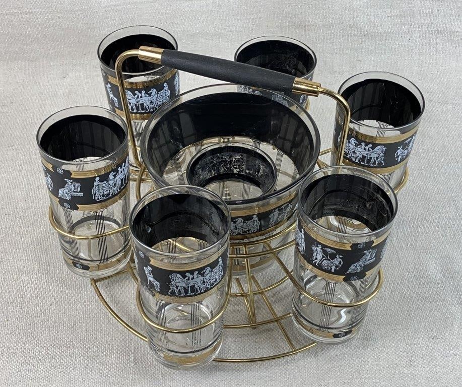 Mid Century Modern Greek Revival Drinkware Set - 2