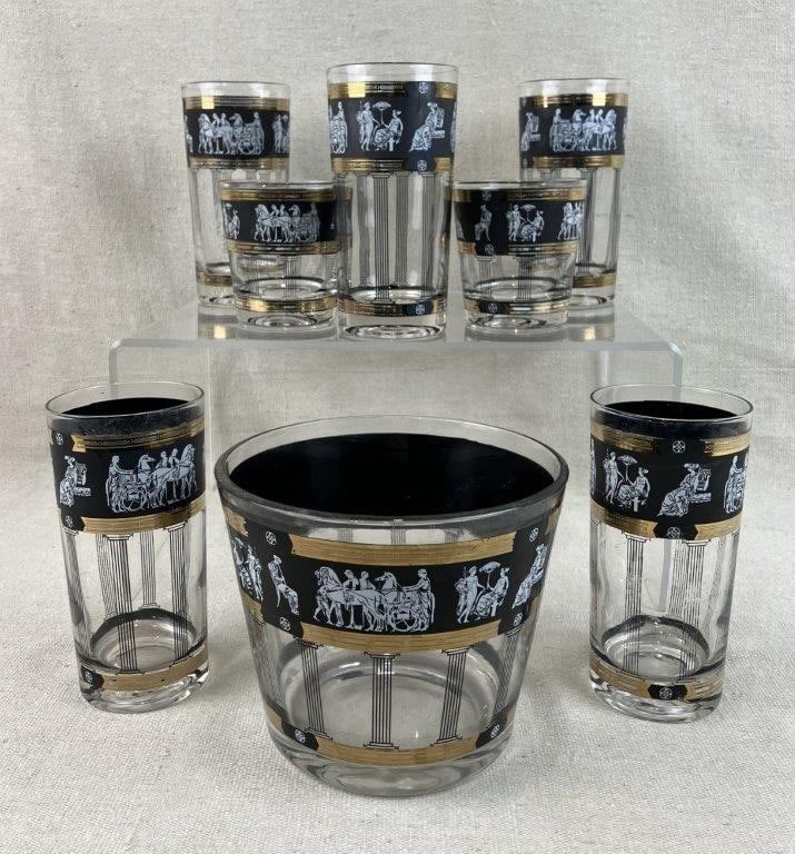 Mid Century Modern Greek Revival Drinkware Set - 4