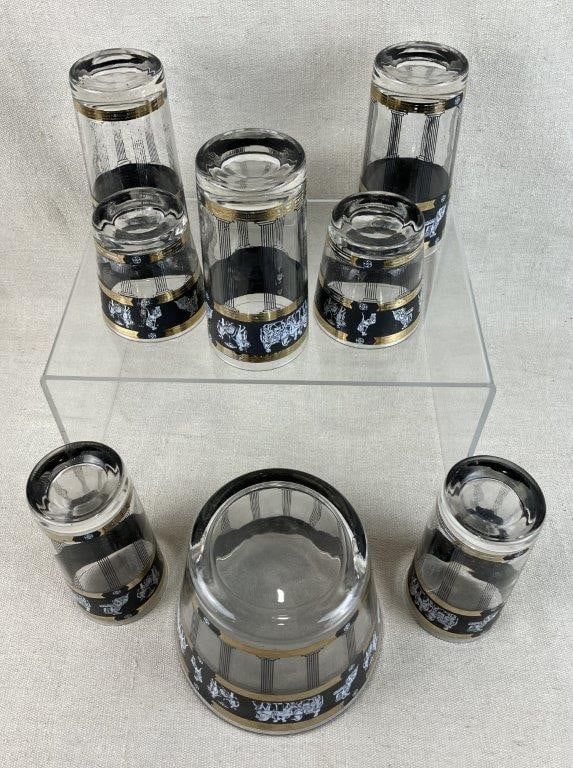 Mid Century Modern Greek Revival Drinkware Set - 6