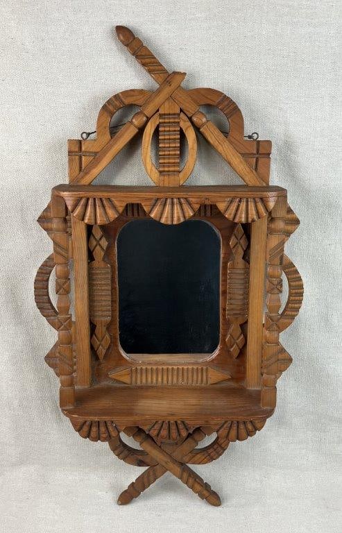 Tramp Art Wall Mirror, 1920s (1 of 6)