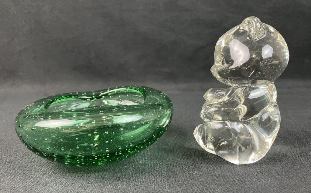 Art Glass Fenton Bear and Bowl - 3