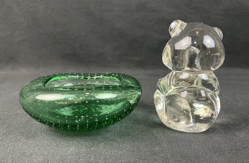 Art Glass Fenton Bear and Bowl - 4