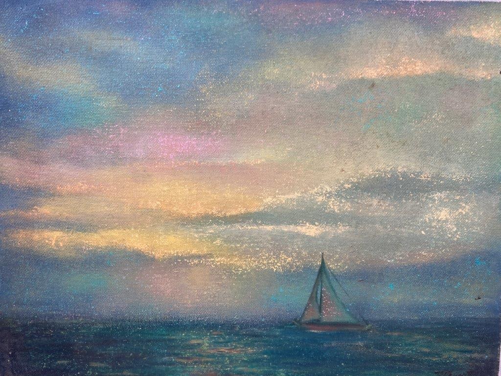 Sailboat Seascape Oil Painting - 2