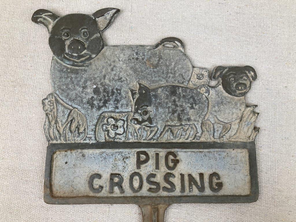 Cast Iron Pig Crossing Stake - 2
