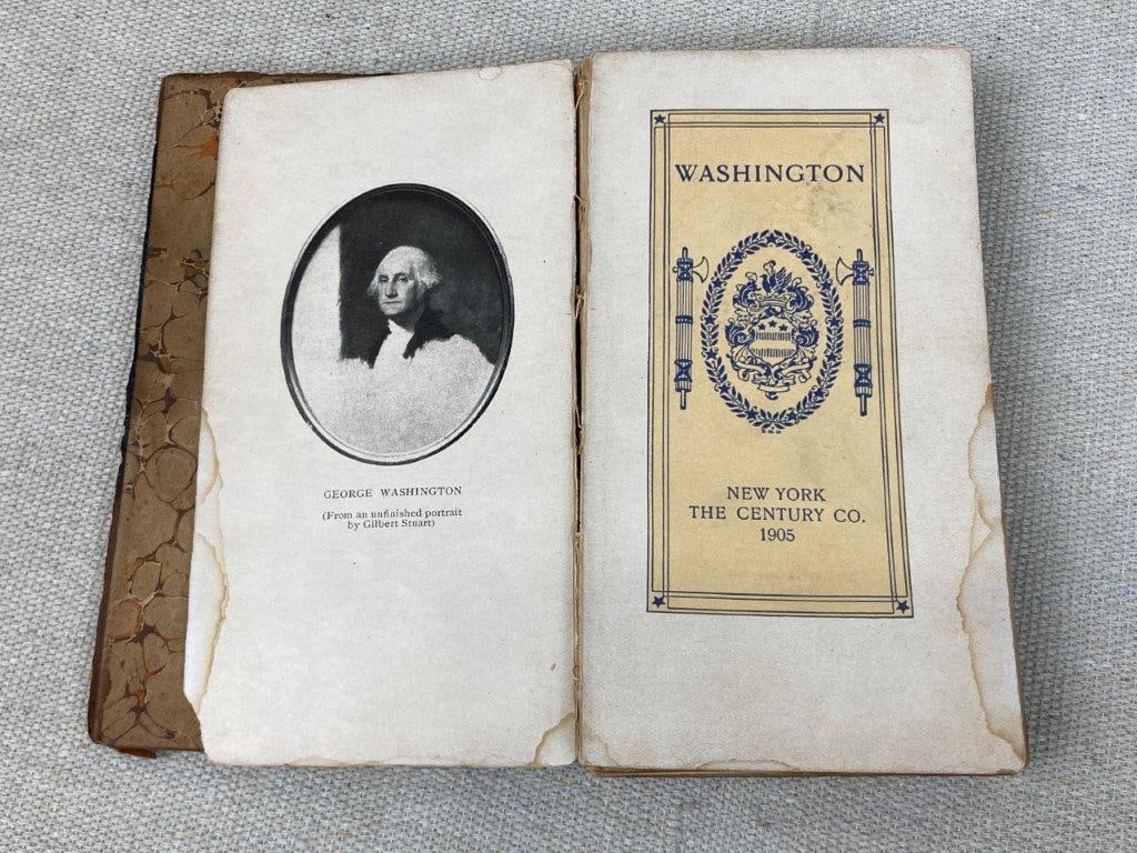 Miniature Rocking Chair and George Washington Tooled Leather Book - 3