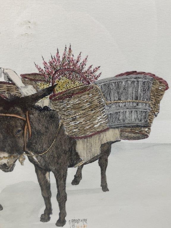 Man with a Donkey Hand-Colored Lithograph - 4