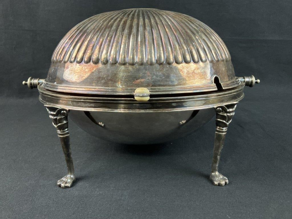 Silver Plated Revolving Dome Chafing Dish Food Warmer (1 of 5)