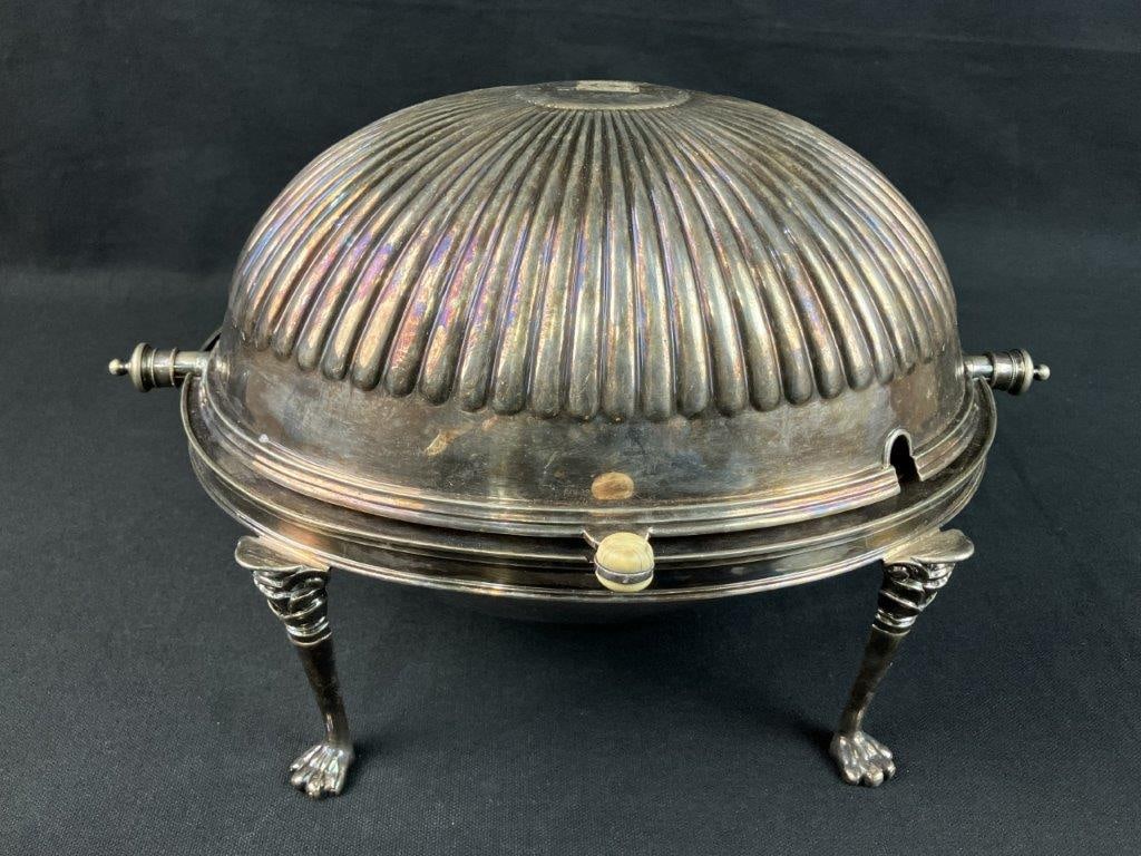 Silver Plated Revolving Dome Chafing Dish Food Warmer - 2
