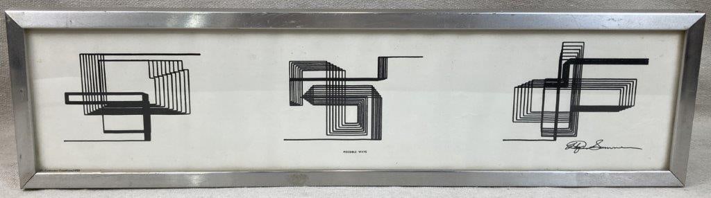 Lloyd Sumner â€œPossible Waysâ€ Lithograph: Lithograph by Lloyd Sumner signed in plate, an early pioneer in the use of computers for aesthetic purposes and author of Computer Art and Human Response (1968), among the first texts devoted