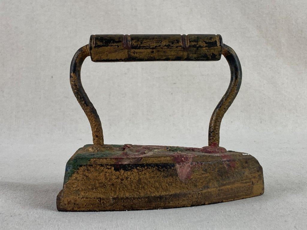 Folk Art Painted Sad Iron - 2