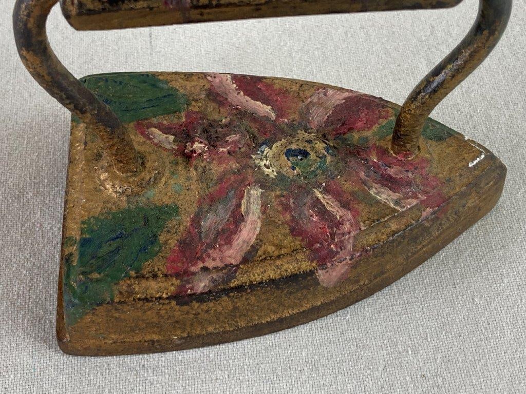 Folk Art Painted Sad Iron - 3