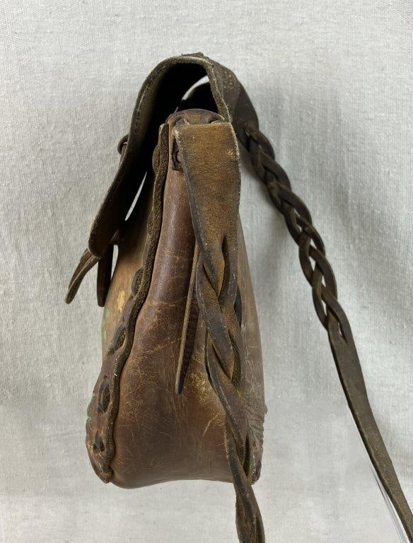 Western Hand-Tooled Leather Saddle Bag Purse - 3