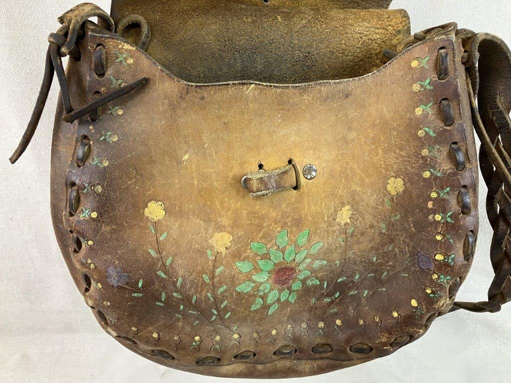 Western Hand-Tooled Leather Saddle Bag Purse - 7