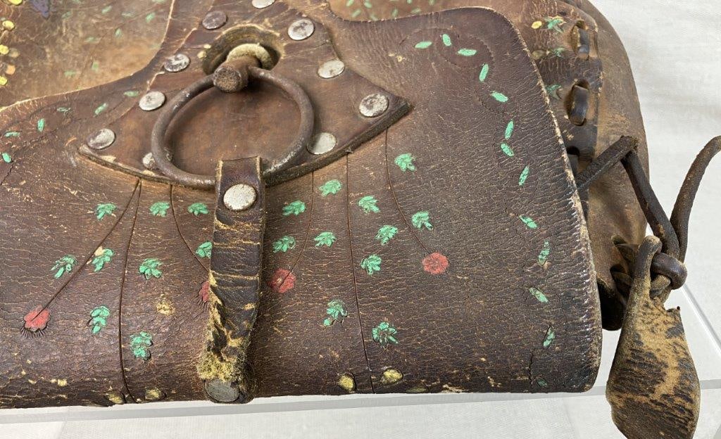 Western Hand-Tooled Leather Saddle Bag Purse - 8