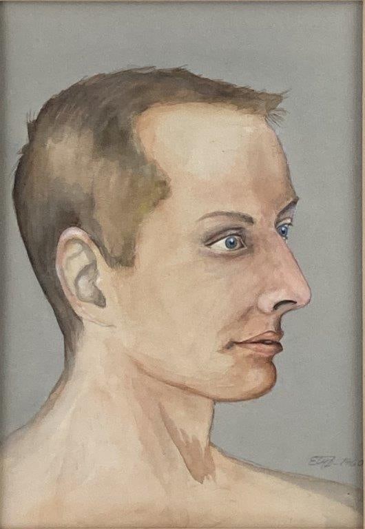 Signed Mid-Century Watercolor Portrait - 2