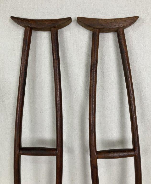 Pair of Oak Wood Crutches - 2