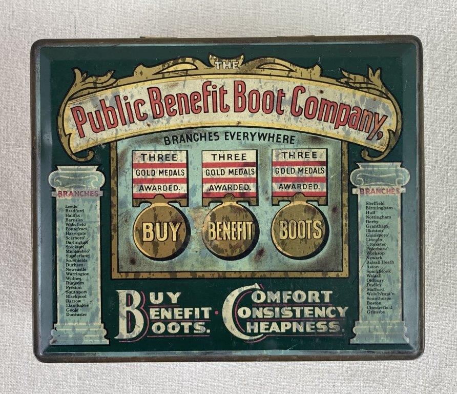 Public Benefit Boot Company Advertisement Tin with Coin Tin - 2