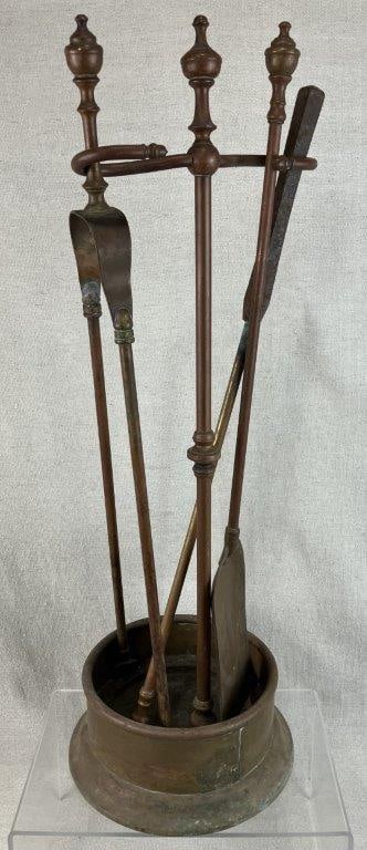 Copper and Cast Iron Fireplace Tool Set (1 of 2)