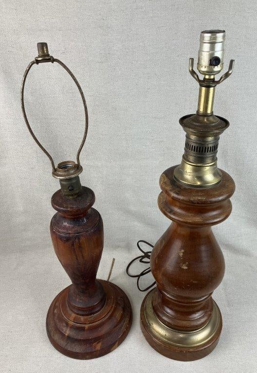 Two Turned Pine Lamps - 2