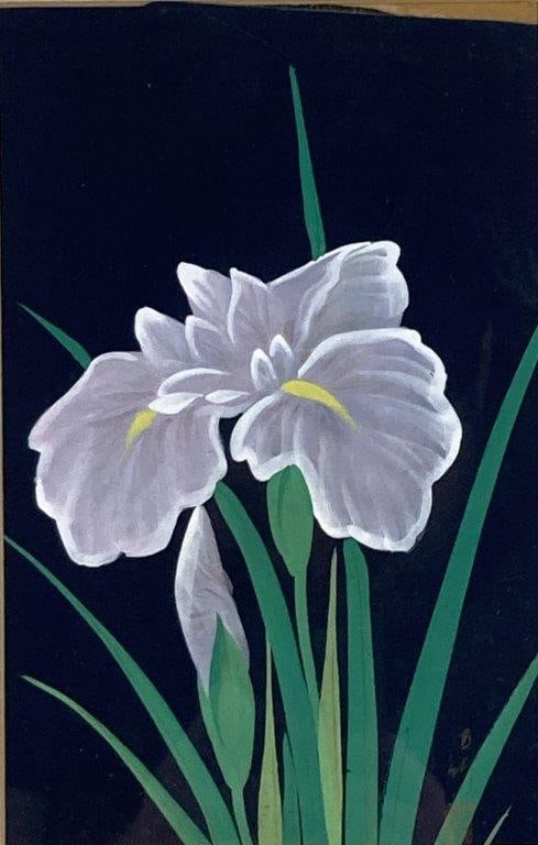 Japanese Nihonga White Irises Painting - 2