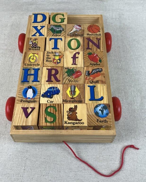 Set of Children’s Alphabet Blocks with Pull Cart - 2