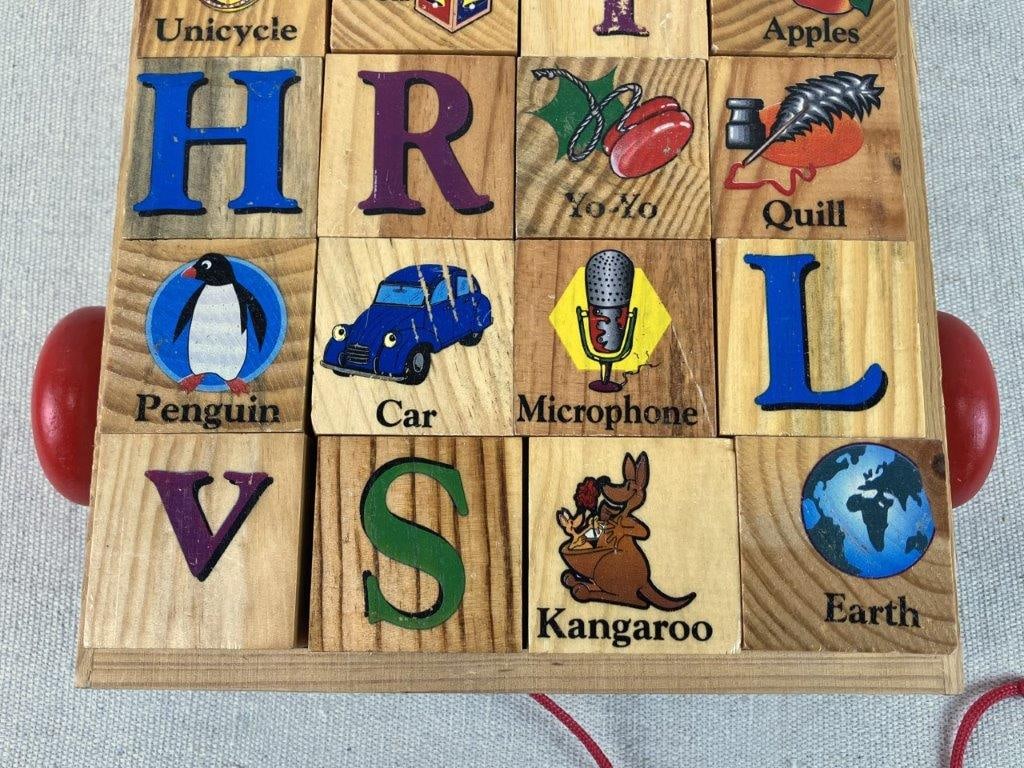 Set of Children’s Alphabet Blocks with Pull Cart - 3