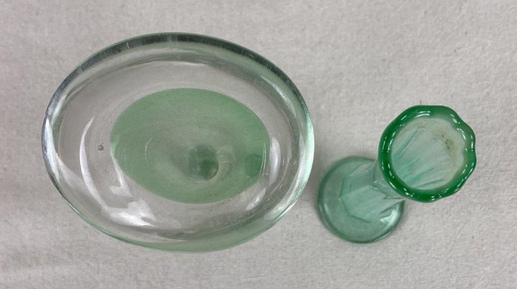 Two Green Art Glass Bud Vases - 2