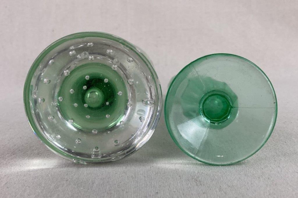 Two Green Art Glass Bud Vases - 4