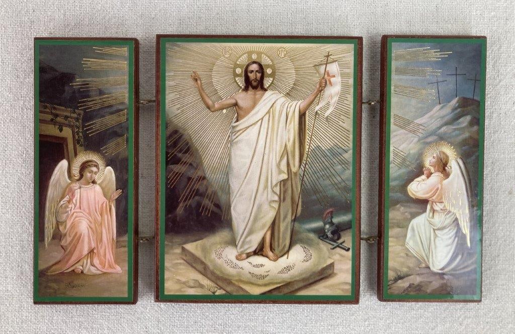 Three Triptych Religious Icons - 4