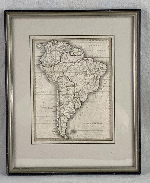 19th Century Engraving of South America: This 19th-century engraving serves as a fascinating historical record of a continent in political flux. It highlights the large northern region of "New Granada and Caracas," representing the