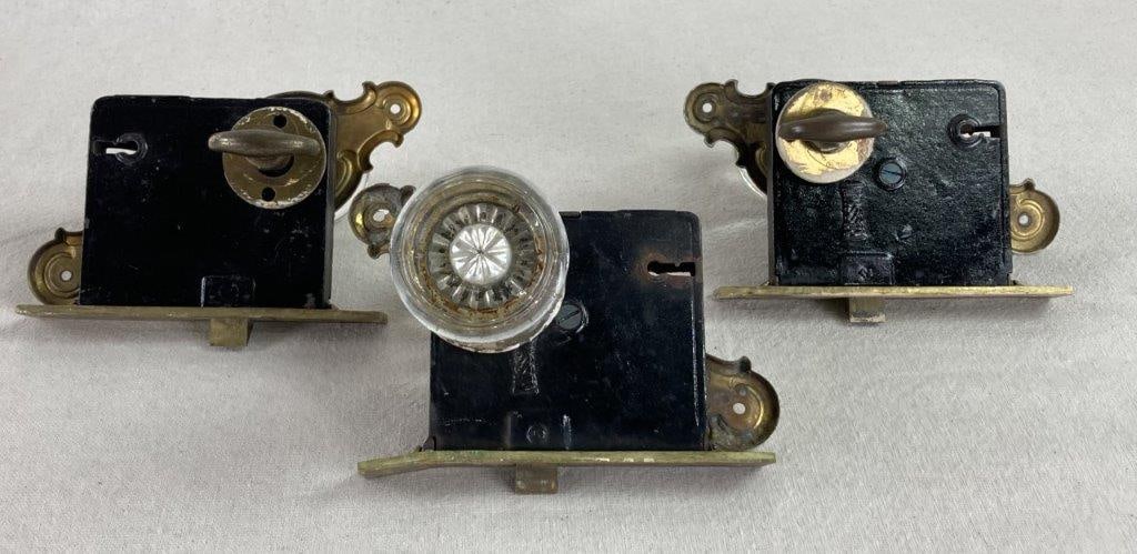 Art Deco Brass Door Locksets - 5